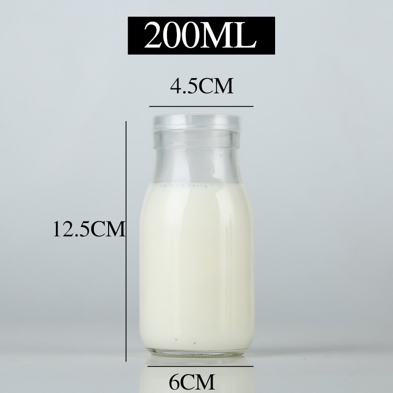Soy Milk Bottle Juice Bottles High Quality Glass with Plastic Caps 100ml 200ml 250ml 300ml 500ml Screen Printing Beverage Clear