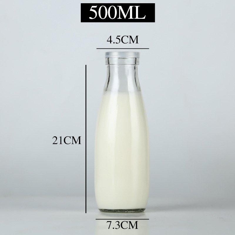 Soy Milk Bottle Juice Bottles High Quality Glass with Plastic Caps 100ml 200ml 250ml 300ml 500ml Screen Printing Beverage Clear