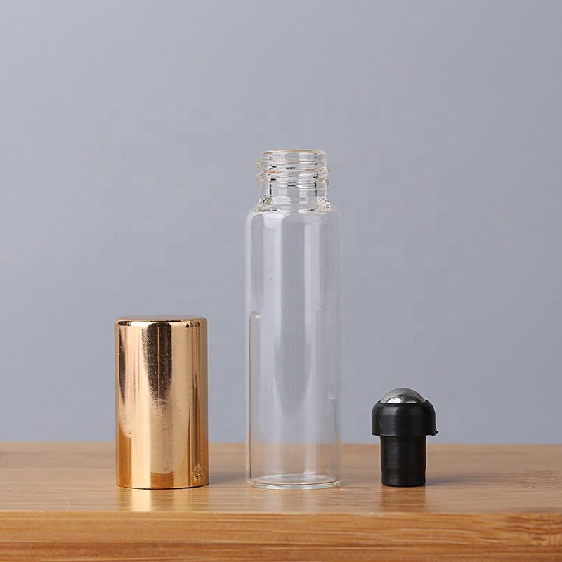 1ml 2ml 3ml 5ml 10ml Steel Roll Ball Glass Bottle Perfume Essential Oil Bottle Jars Vials Refillable Bottles Aluminum Cap