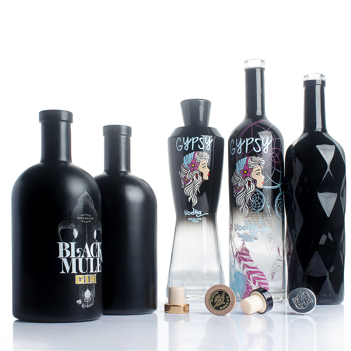 Factory Stock Botella De Vidrio Para Licor 500 700 750 ml Frosted Matte Black Vodka Gin Oliver Oil Spirit Glass Bottle