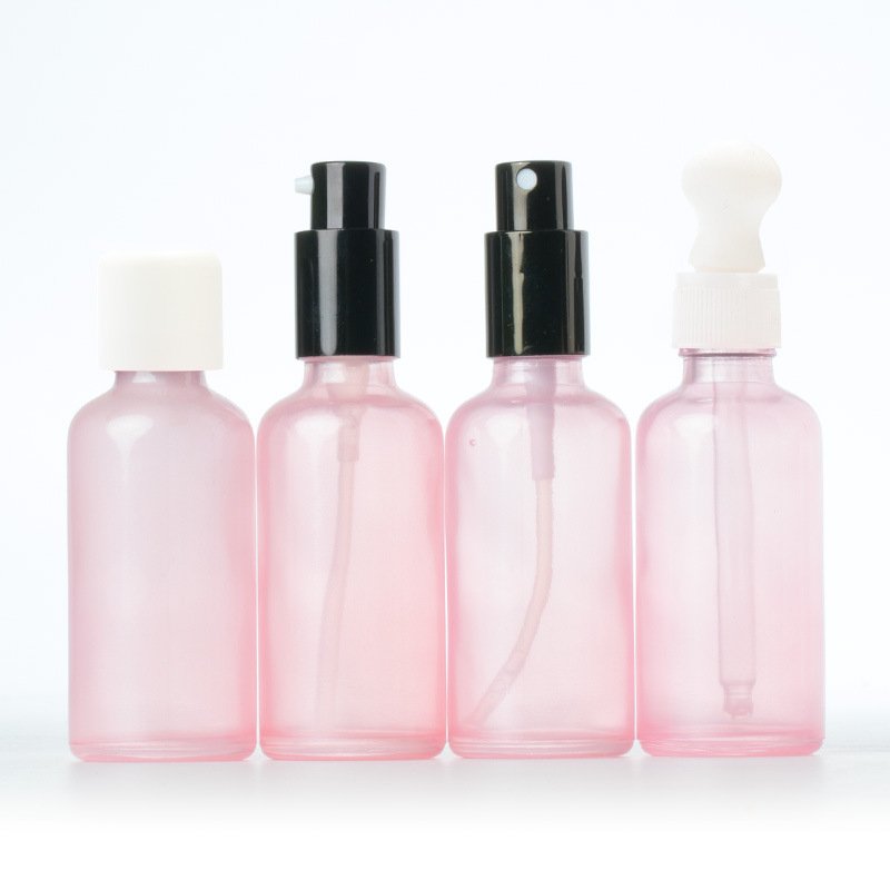 In Stock 5ml 10ml 15ml 20ml 30ml 50ml 100ml Cosmetic Matte Drak Pink Essence Oil Spray Glass bottle With Black sprayer