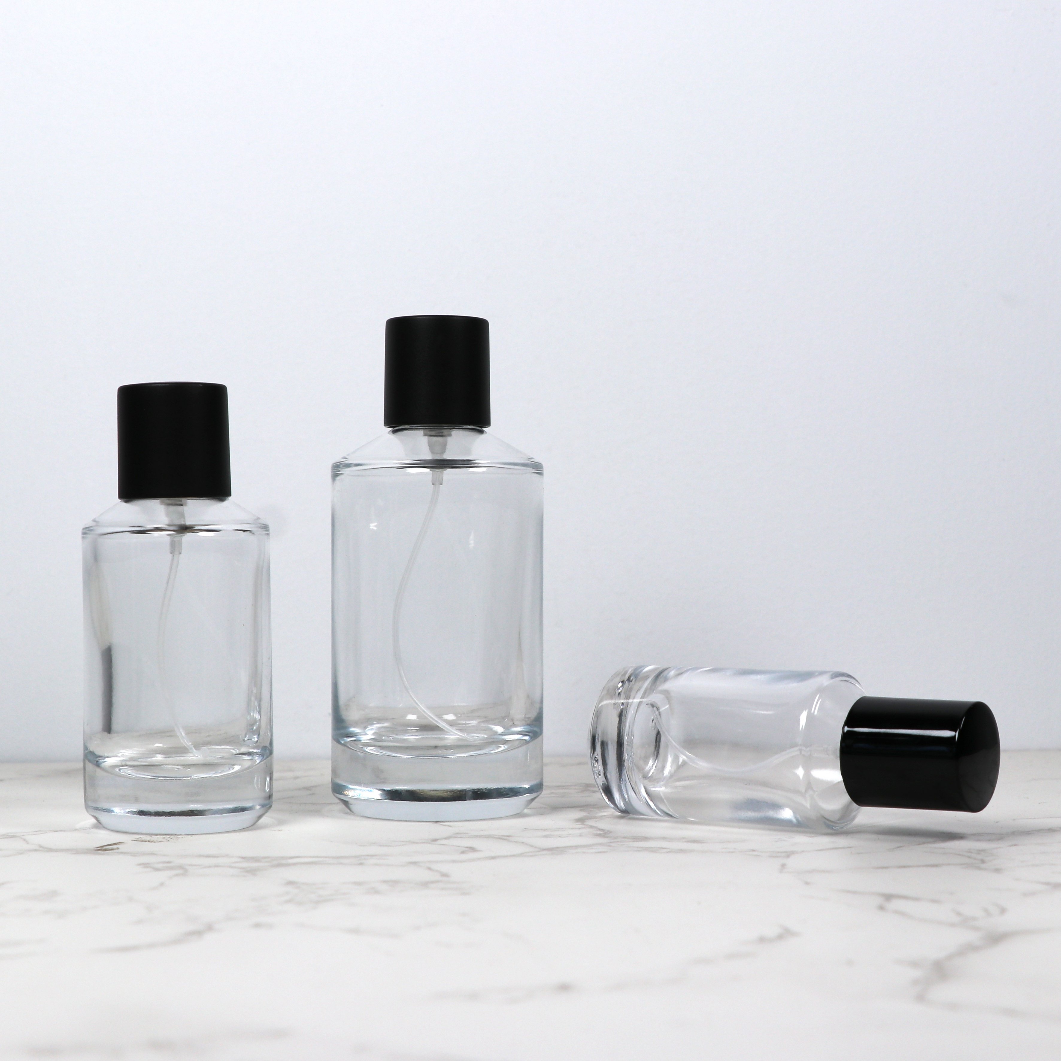 cylinder 100ml clear spray glass perfume bottle 30ml 50ml transparent clear gold 100ml perfume bottle