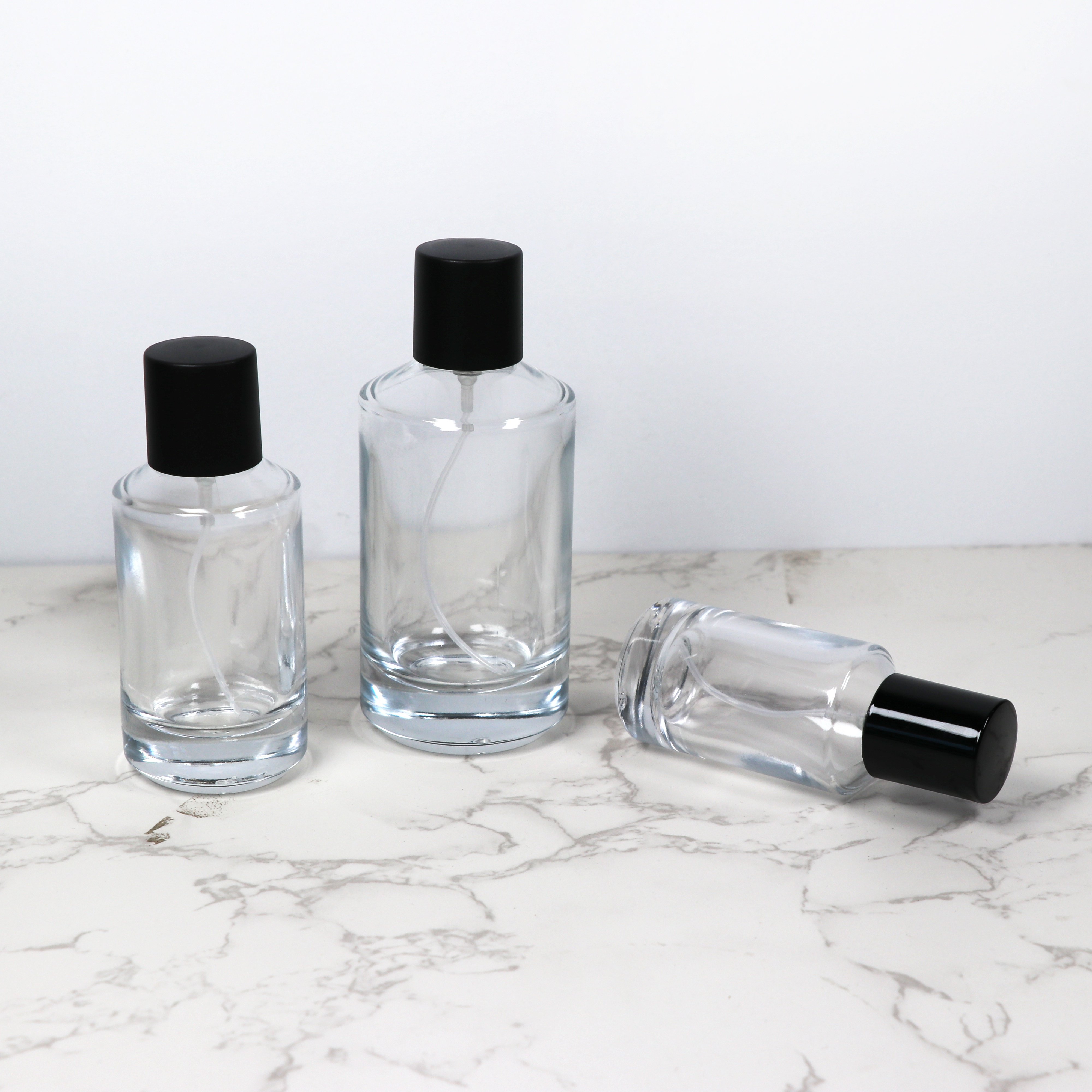 cylinder 100ml clear spray glass perfume bottle 30ml 50ml transparent clear gold 100ml perfume bottle