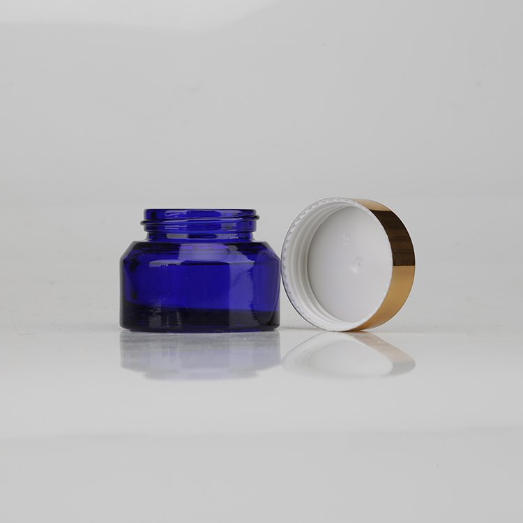 Wholesale 15ml 30ml 60ml 100ml Oblique Shoulder Blue round Cream Jar Cosmetic Lotion Glass Bottle 15g 30g 50g for Packaging