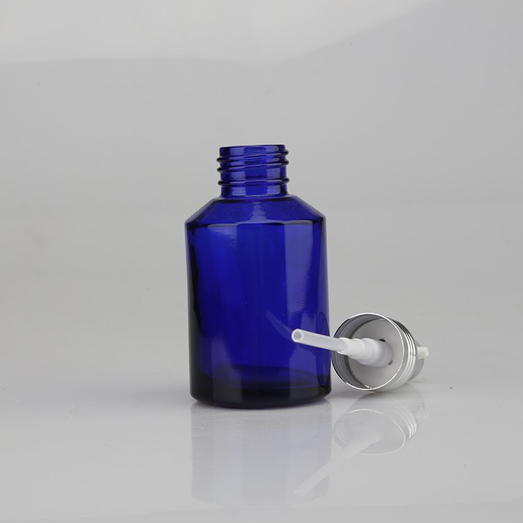Wholesale 15ml 30ml 60ml 100ml Oblique Shoulder Blue round Cream Jar Cosmetic Lotion Glass Bottle 15g 30g 50g for Packaging