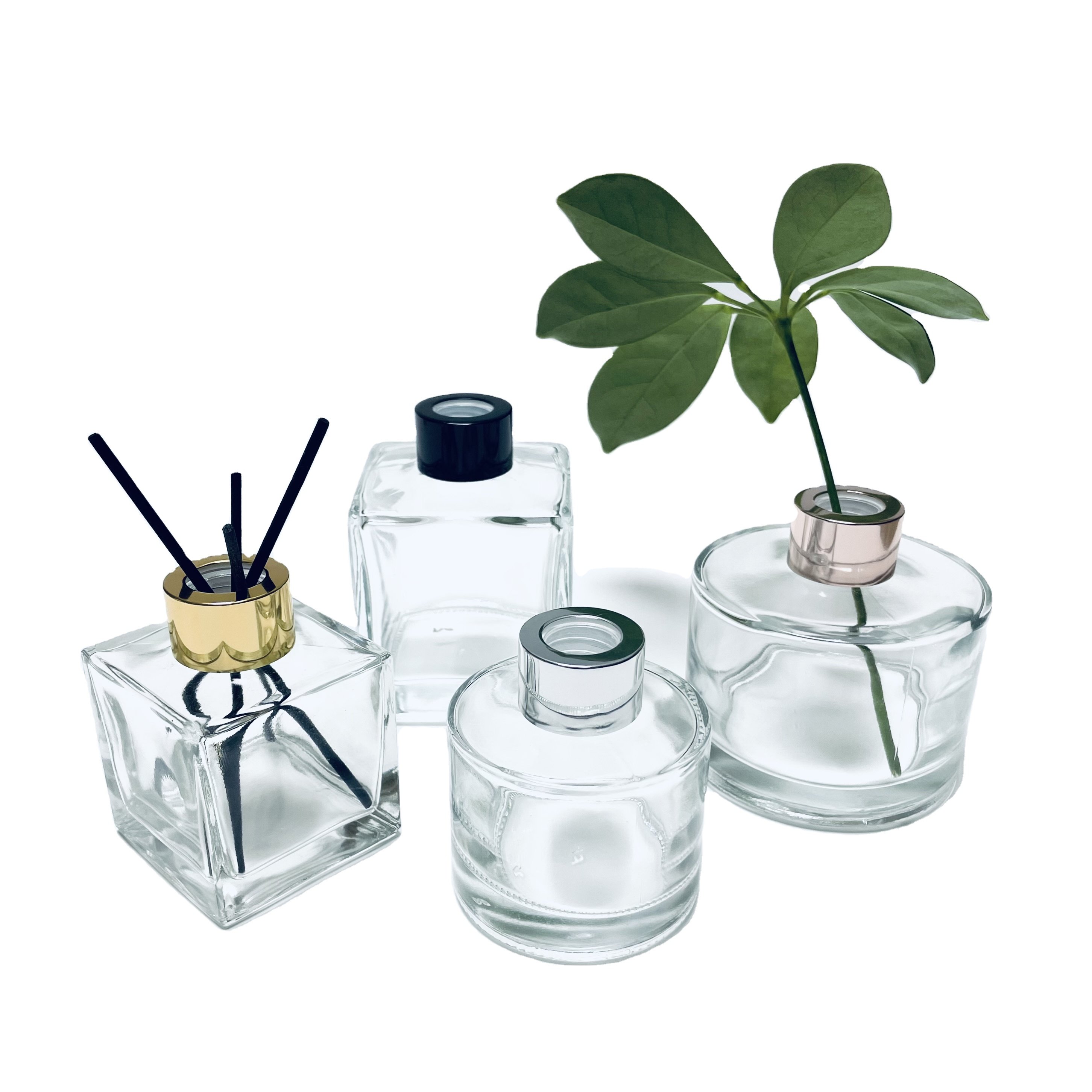 Luxury Clear Frosted Round Perfume Container 50ml 100ml 150ml 200ml Glass Reed Diffuser Bottle For Home Decor Fragrance