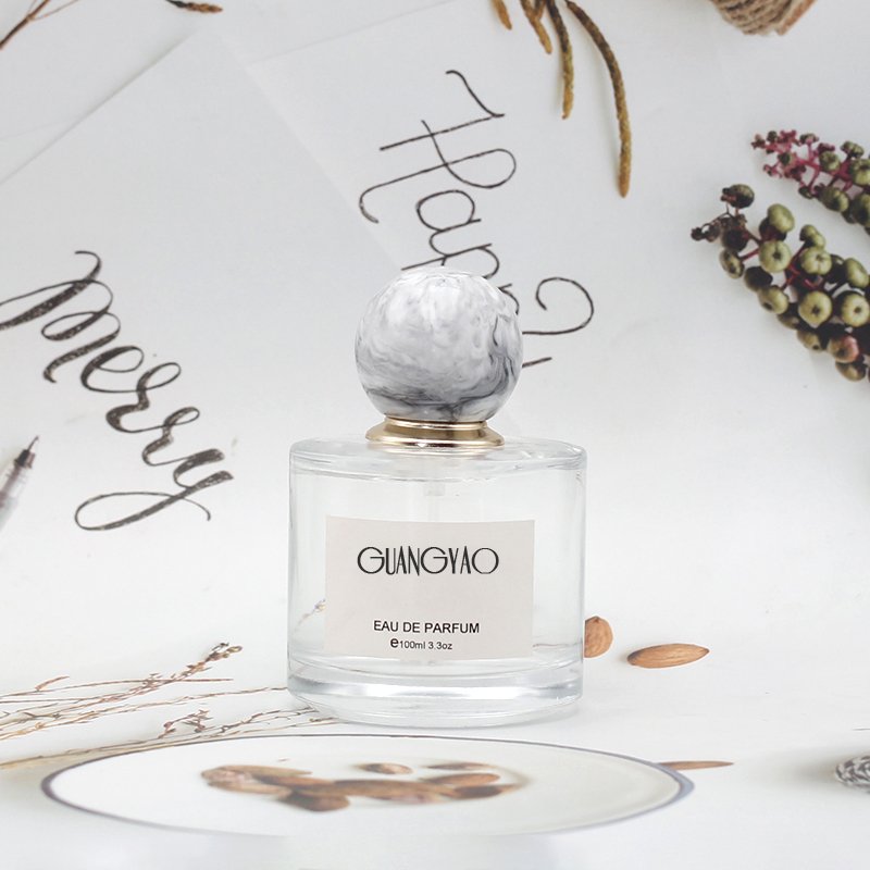 Hot sale high quality round empty crimp spray glass perfume bottle 30ml 50ml 100ml with packaging