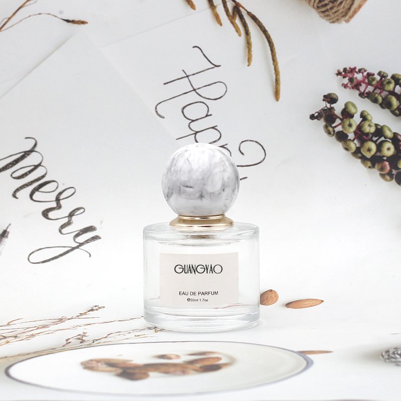 Hot sale high quality round empty crimp spray glass perfume bottle 30ml 50ml 100ml with packaging