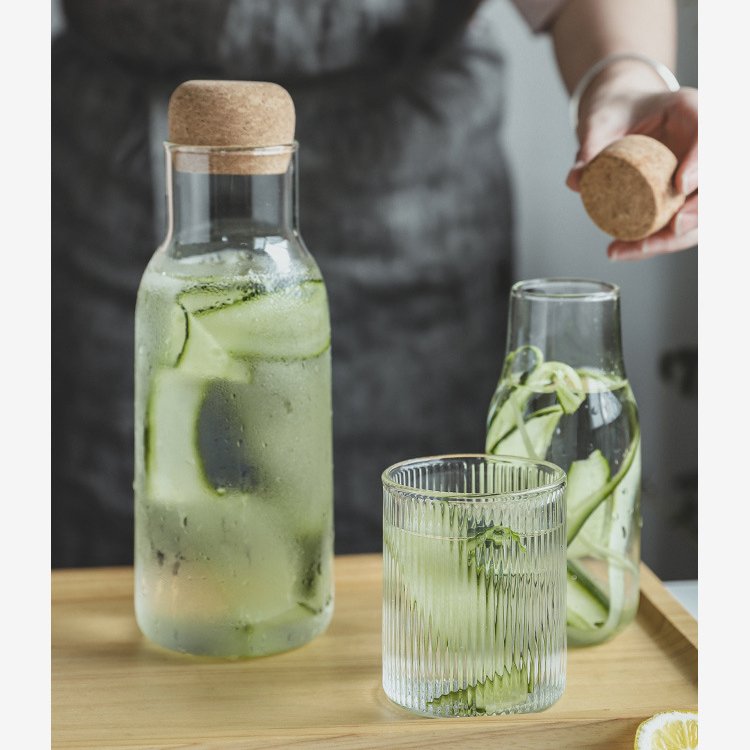 Custom Logo 30oz Clear Container Drinking Borosilicate Glass Water Bottle