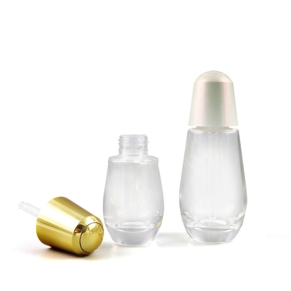 Yiwu White Glass Supply Wholesale Price Dropper Clear 30ml 50ml Essential Oil Cosmetic Glasses Drop Bottle For Sale"WeTrust"
