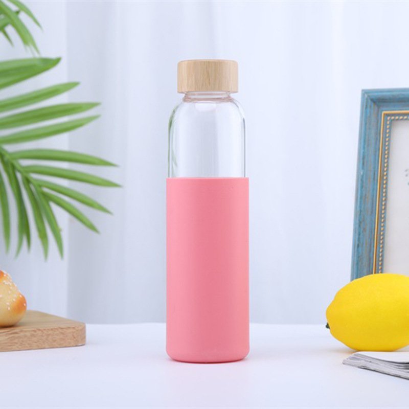 350ml 500ml clear cute fancy customized insulated reusable kids glass school sport hot water bottle with silicone sleeve
