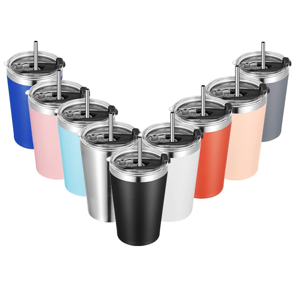 Hot 12 oz sublimation 304 stainless steel mini mug insulated tumblers cute stainless steel kids cup straw cups for toddlers