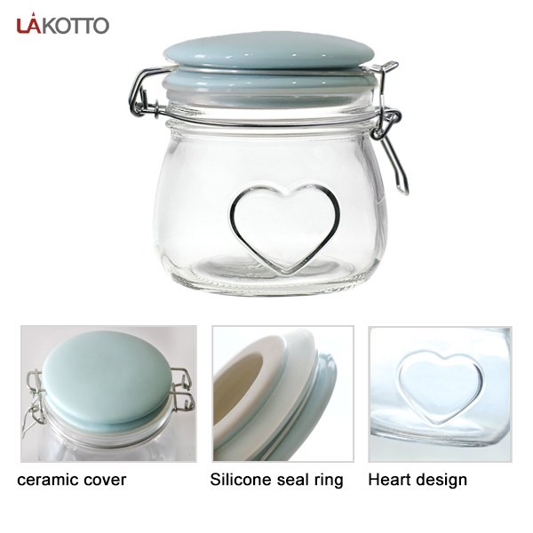 wholesale clear good grade airtight glass food storage jars and bottles kitchen glass container with ceramic lid