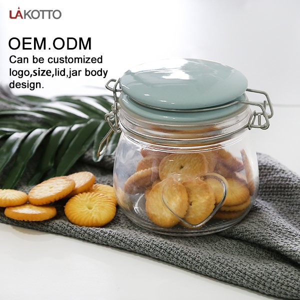 wholesale clear good grade airtight glass food storage jars and bottles kitchen glass container with ceramic lid