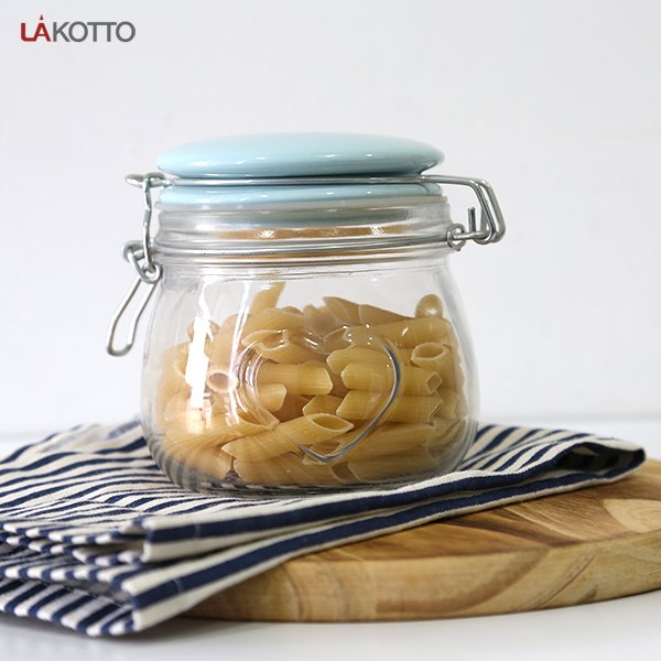 wholesale clear good grade airtight glass food storage jars and bottles kitchen glass container with ceramic lid