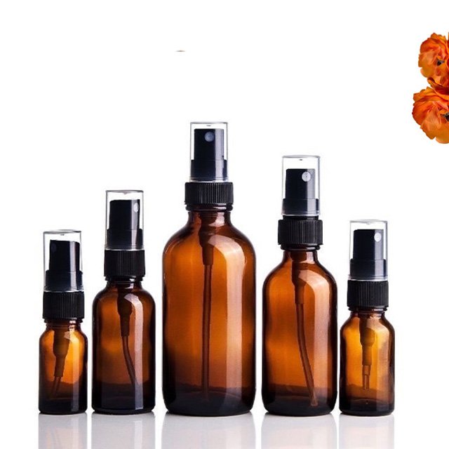 PUTIAN Customized Cosmetic Packaging spray Bottle Set 10ml 20ml 30ml 50ml Brown Empty Lotion Spray Glass Bottle