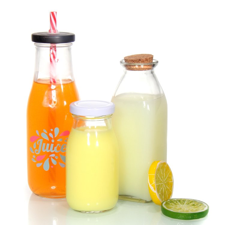 Cheap Price 16 Oz 32 Oz Reusable Empty Milk Glass Bottles With Metal Lids