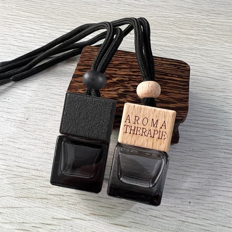 Hot Sale 8ml 10ml Empty Square Transparent Glass Car Diffuser Bottle Hanging car perfume glass bottle