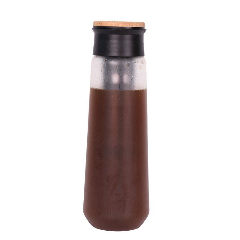 High borosilicate glass cold brew coffee maker with bamboo lid and stainless steel coffee filter