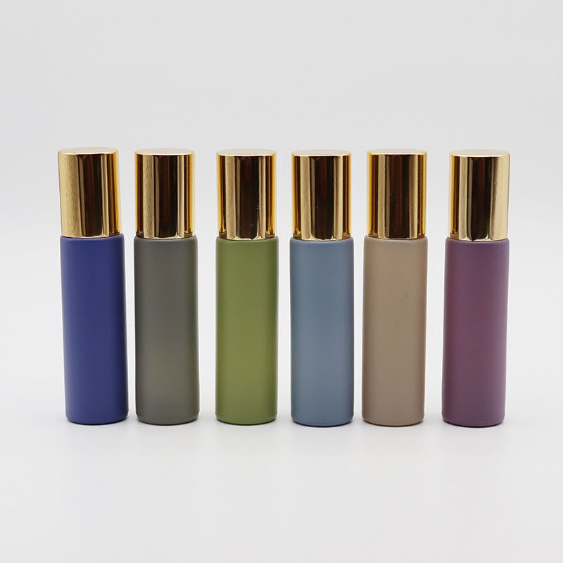 Morandi Series 5ml 10ml Deep Colored Small Rollon Glass Bottle With Metal Roller For Essential Oils Cosmetic Packaging