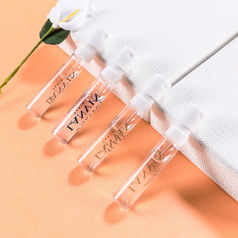Wholesale Mini Glass Vials 1ml 2ml 2.5ml Perfume Sample Spray Tester Bottles Black Cover Low MOQ Stock Screen Printing Logo