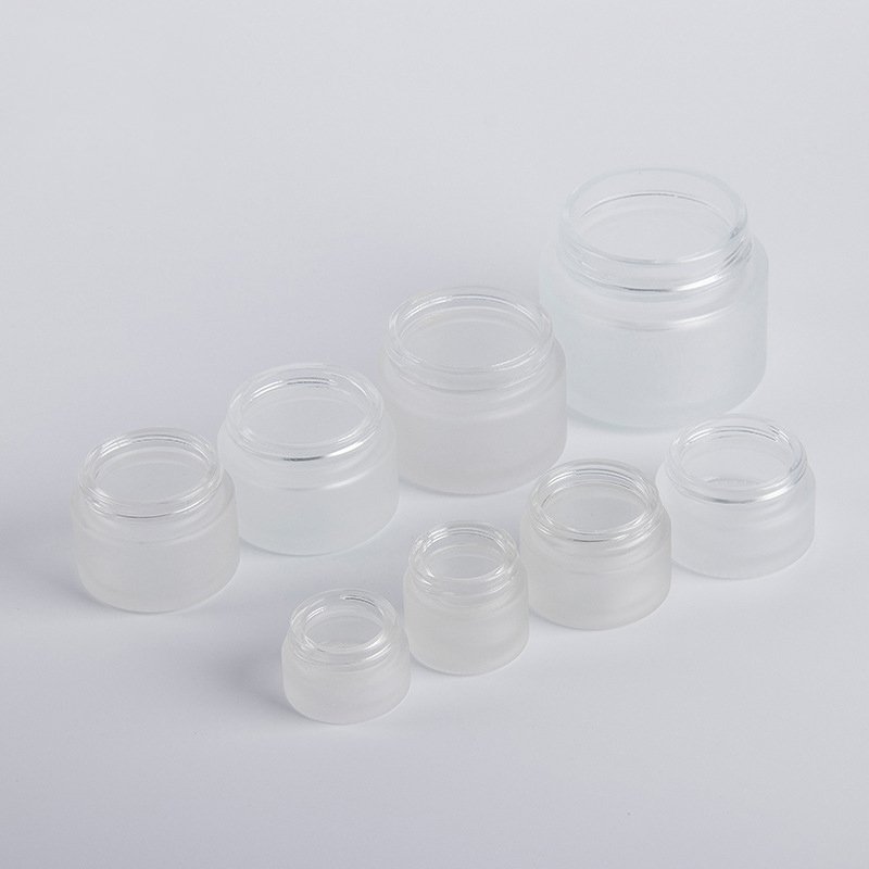 Cosmetic packaging glass cream jar 5g 10g 20g 30g 50g 100g frosted slimming glass jar with multiple cap manufacture wholesale