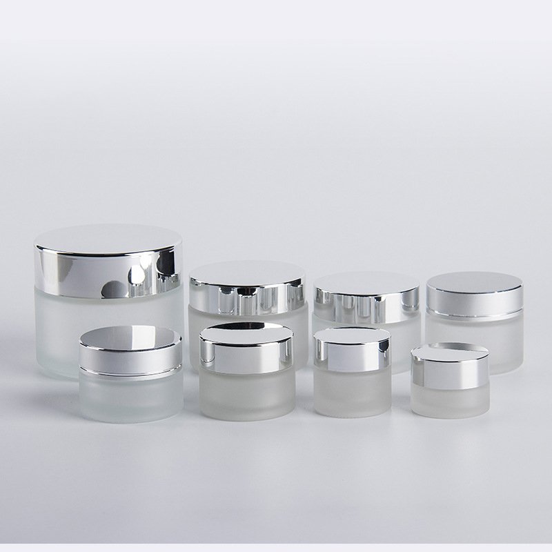 Cosmetic packaging glass cream jar 5g 10g 20g 30g 50g 100g frosted slimming glass jar with multiple cap manufacture wholesale