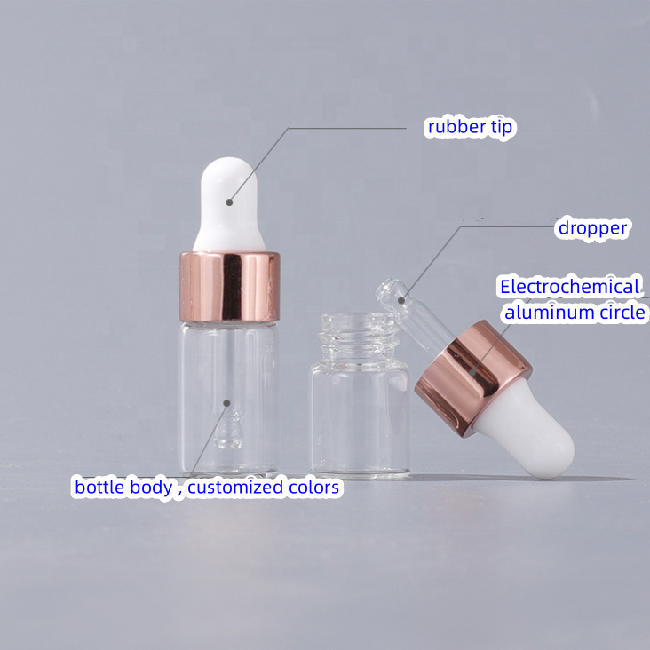 1ml 2ml 3ml 5ml frost cosmetic essential oil glass dropper bottle new vial glass bottle with dropper for mini serum sample