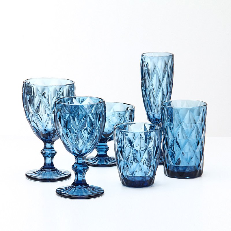 2024 Hot Sale Vintage Cocktail Wine Glass Cups Golden Edge Multi Colored Glassware Wedding Party Green Blue Purple Pink Goblets
