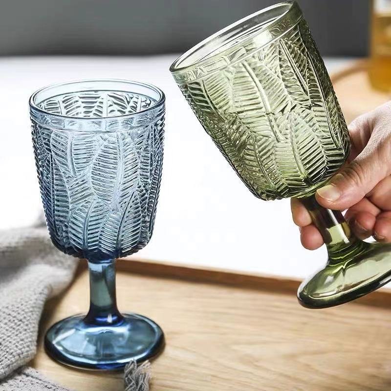 2024 Hot Sale Vintage Cocktail Wine Glass Cups Golden Edge Multi Colored Glassware Wedding Party Green Blue Purple Pink Goblets