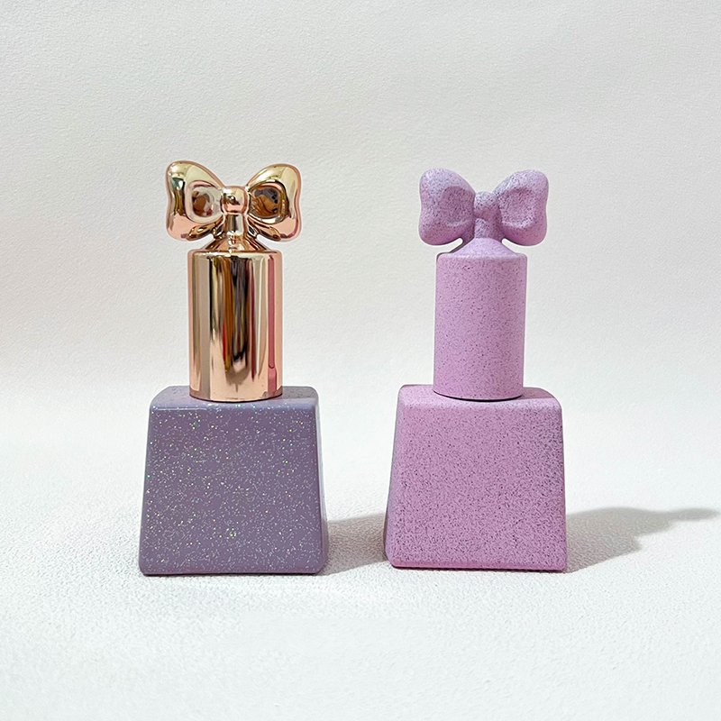 12ml cartoon cute glass nail polish bottle nail polish bottle for children bow nail polish bottle colorful made In china