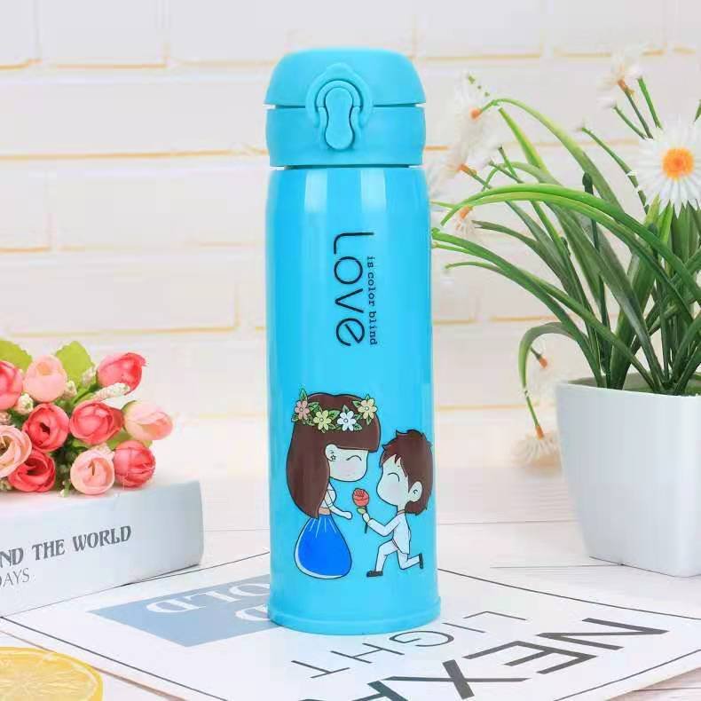 Double cartoon bounce cup Student plastic glass home creative couple insulated water fashion coffee with lid frosted