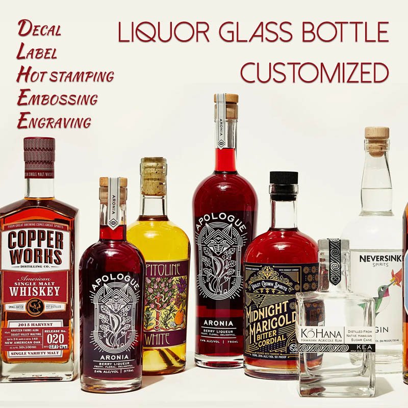 50ml glass bottle manufacturers custom spirit 50cl 75cl botellas de vidrio brandy vodka glass bottles for alcoholic beverages