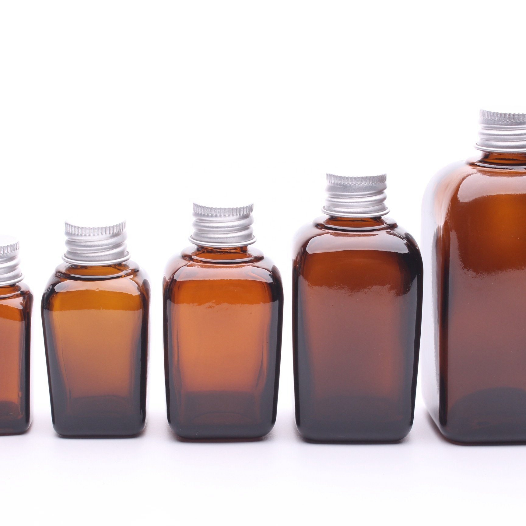 10ml amber essential oil mini glass bottle with threaded aluminum cap
