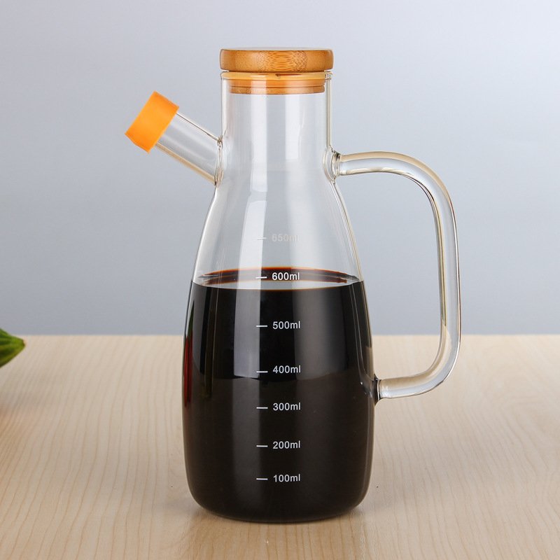 Cooking Oil Glass Bottle Edible Oil Pot Borosilicate Olive Oil Dispenser Vinegar Bottles For Kitchen Use Container With Lid