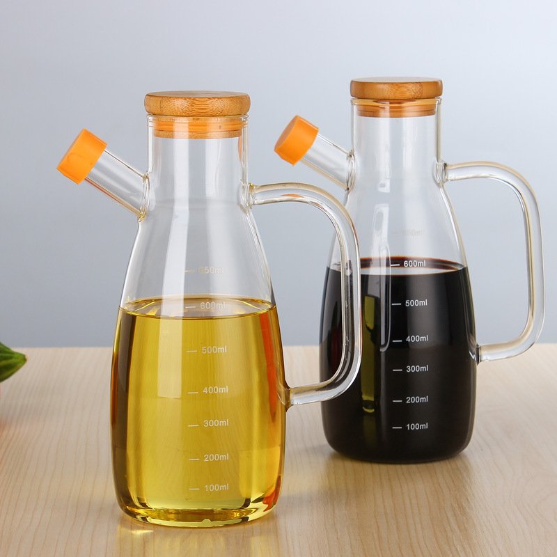 Cooking Oil Glass Bottle Edible Oil Pot Borosilicate Olive Oil Dispenser Vinegar Bottles For Kitchen Use Container With Lid