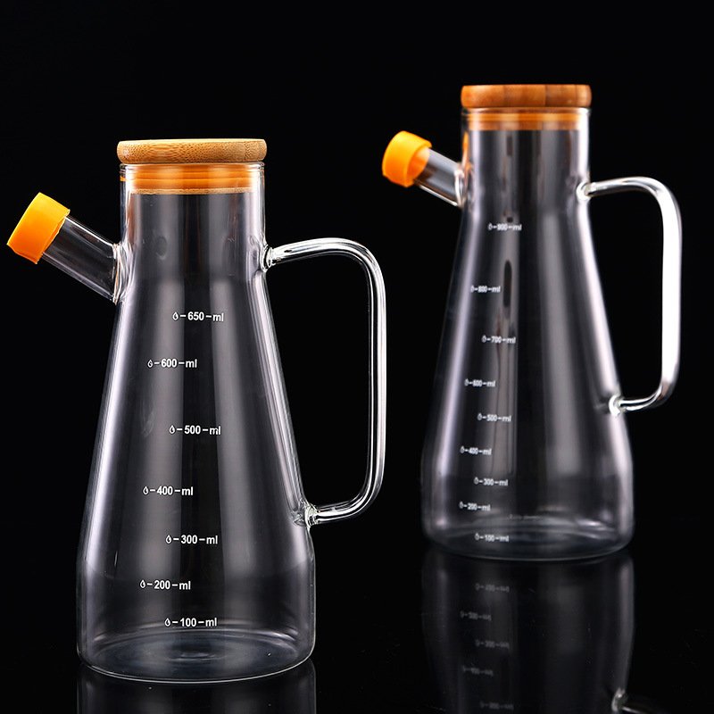 Cooking Oil Glass Bottle Edible Oil Pot Borosilicate Olive Oil Dispenser Vinegar Bottles For Kitchen Use Container With Lid