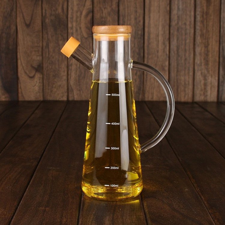 Cooking Oil Glass Bottle Edible Oil Pot Borosilicate Olive Oil Dispenser Vinegar Bottles For Kitchen Use Container With Lid