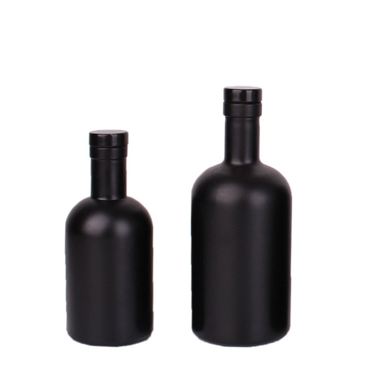 Hot sell botella de licor 200ml 375ml 500ml 750ml 1000ml empty matte black vodka glass bottles for whiskey liquor