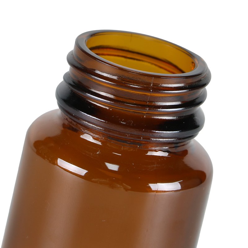XWM Hot Amber Frosted Amber Brown Clear Boston Round Glass Bottles with dropper