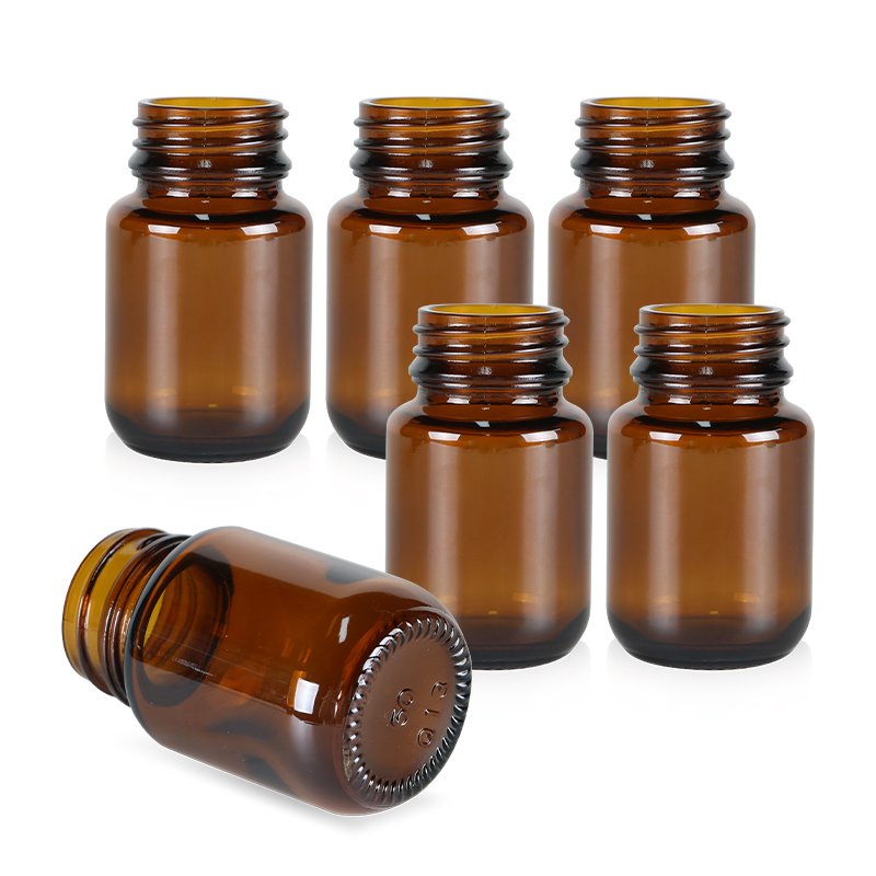 XWM Hot Amber Frosted Amber Brown Clear Boston Round Glass Bottles with dropper