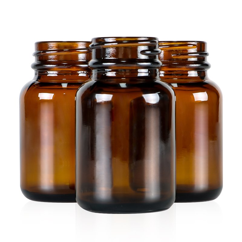 XWM Hot Amber Frosted Amber Brown Clear Boston Round Glass Bottles with dropper