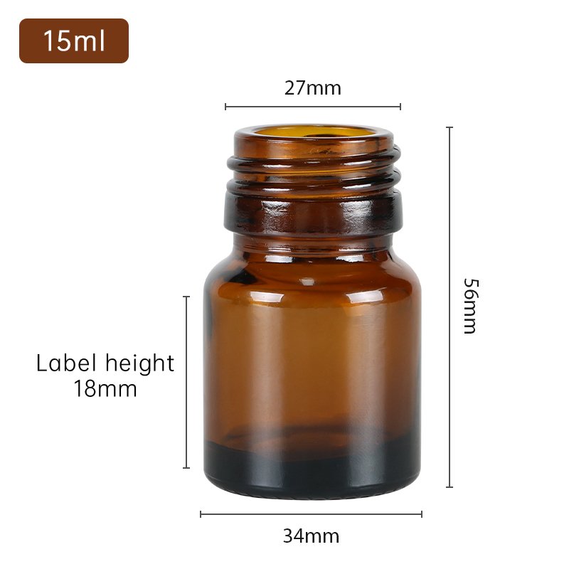 XWM Hot Amber Frosted Amber Brown Clear Boston Round Glass Bottles with dropper