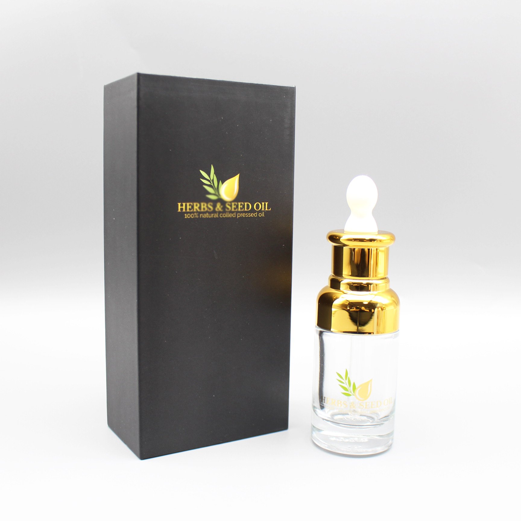 Top grade cosmetics 30ml essence stock bottle cover shoulder dropper essential oil glass bottle with paper box