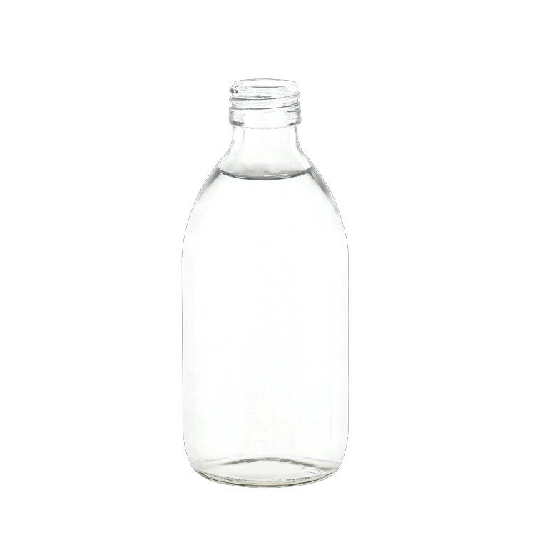 Custom Wholesale 200ml 300ml 500ml Empty Transparent Clear Boston Round Glass Water Beverage Juice Milk Bottle With Screw Cap