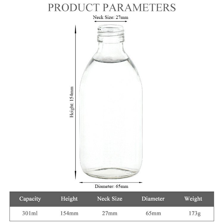 Custom Wholesale 200ml 300ml 500ml Empty Transparent Clear Boston Round Glass Water Beverage Juice Milk Bottle With Screw Cap