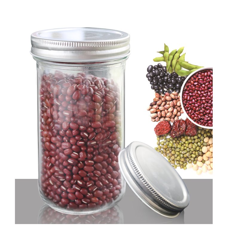 JM OEM Wholesale Custom Condiment Small Mason Food Jar 4oz 8oz 12oz Clear Glass Gallon Mason Jar With Silicone Sealing Lids