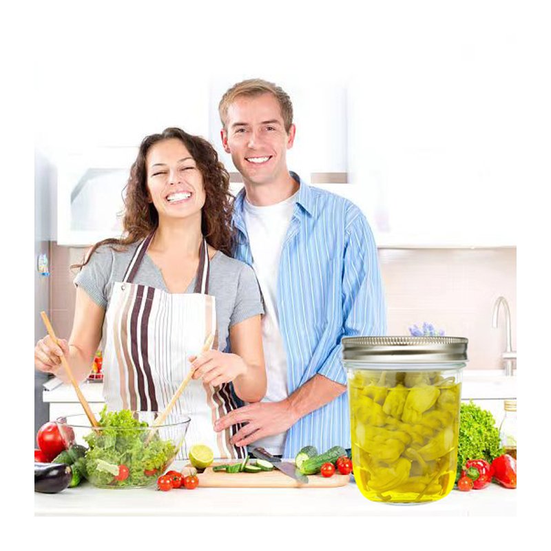 JM OEM Wholesale Custom Condiment Small Mason Food Jar 4oz 8oz 12oz Clear Glass Gallon Mason Jar With Silicone Sealing Lids