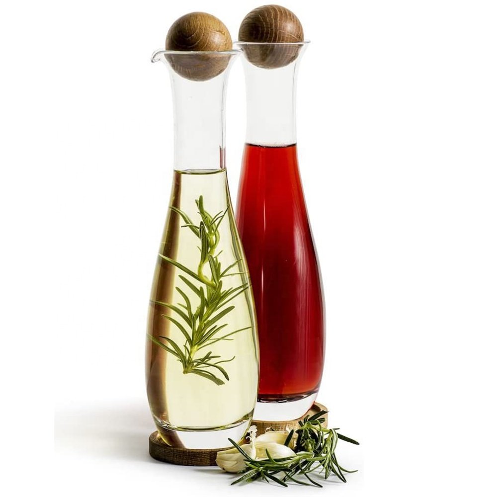 17 oz Glass Bottle Water Carafe with Oak Stopper Perfect for Oil Vinegar Wine Water Liquids