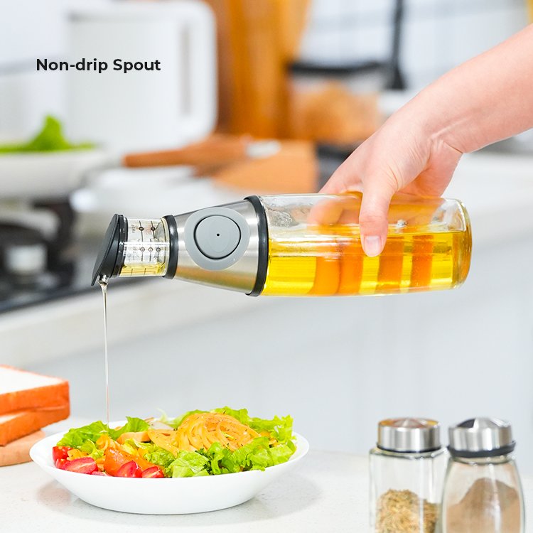 kitchen empty cooking Measured dispenser glass bottle for olive oil and vinegar pump measuring oil container